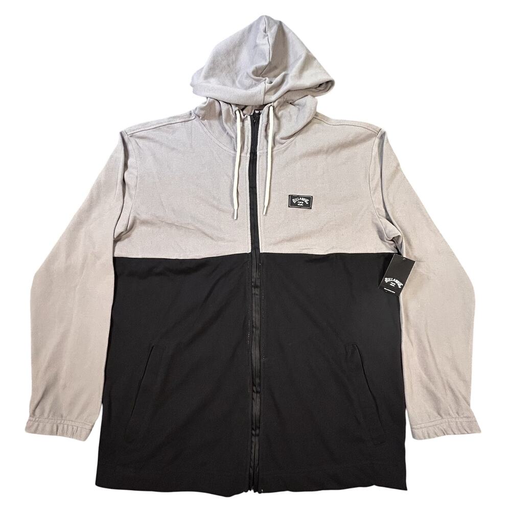 Billabong Abner Zip Hoodie Mens Medium Gray Black Full Zip Sweatshirt New NWT